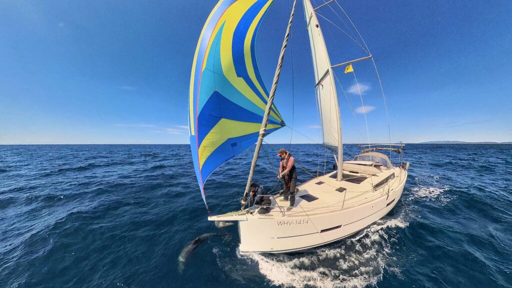 The All Winds Adventures Team meeting the Locals while testing the Dufour 412GL