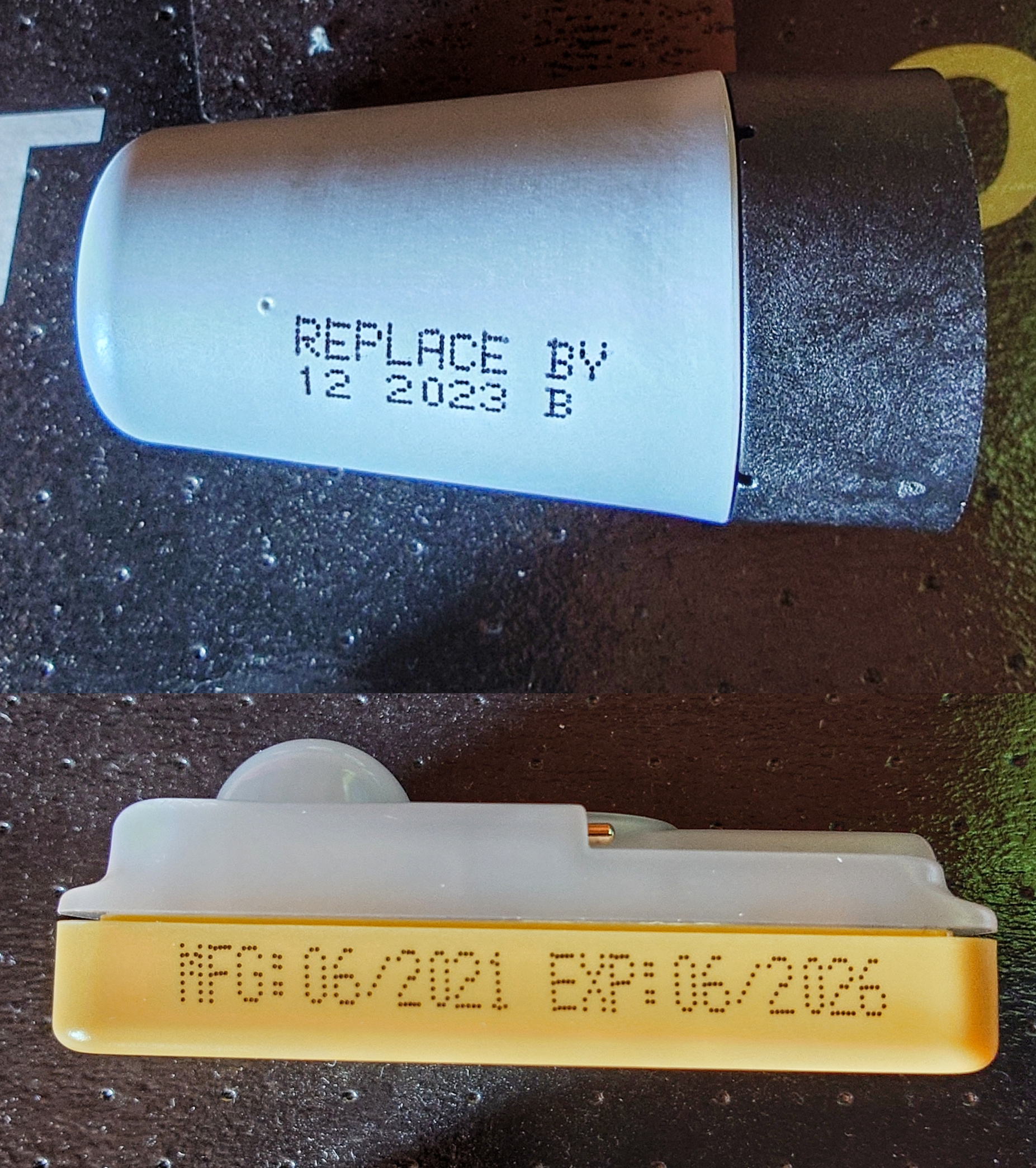 Expiry dates on a life jacket light and release unit (Pro Sensor) 
