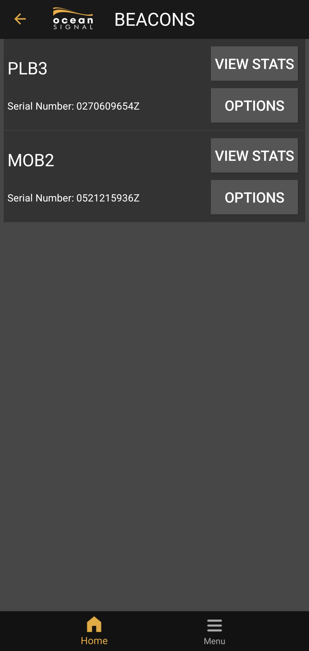 Ocean Signal App with NFC to connect to the PLB3, AIS MOB2 and other devices