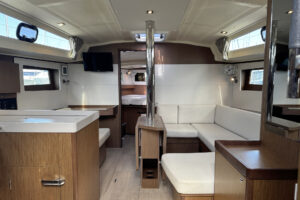 3 cabin interior layout and saloon of Beneteau Oceanis 41.1 charter yacht