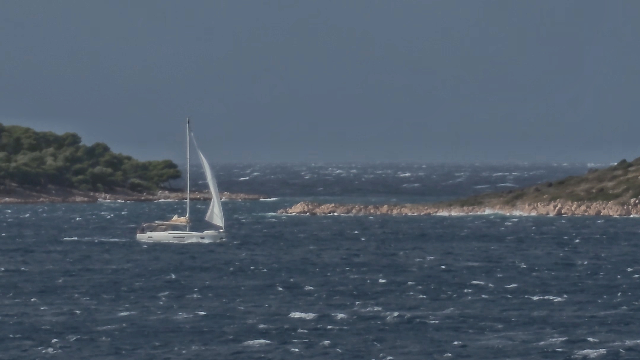40 knots in the Marina, but someone still ventured out.