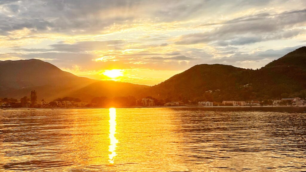 Leaving Vasiliki as the sun rises with tired bodies and happy smiles. 